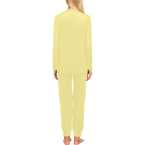 Spring Flower Unicorn Skull Soft Yellow Women's All Over Print Pajama Set