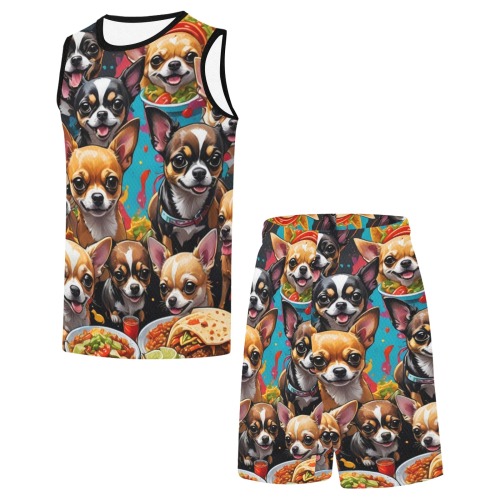 CHIHUAHUAS EATING MEXICAN FOOD 2 All Over Print Basketball Uniform