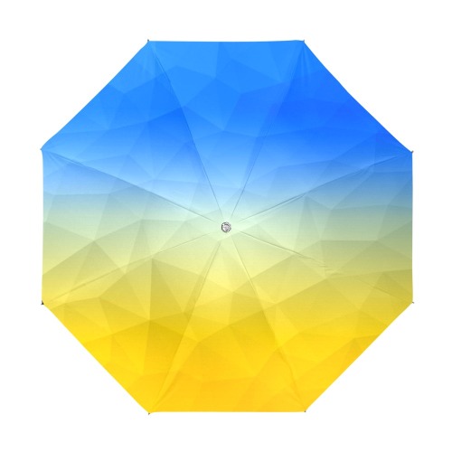 Ukraine yellow blue geometric mesh pattern Anti-UV Foldable Umbrella (U08)