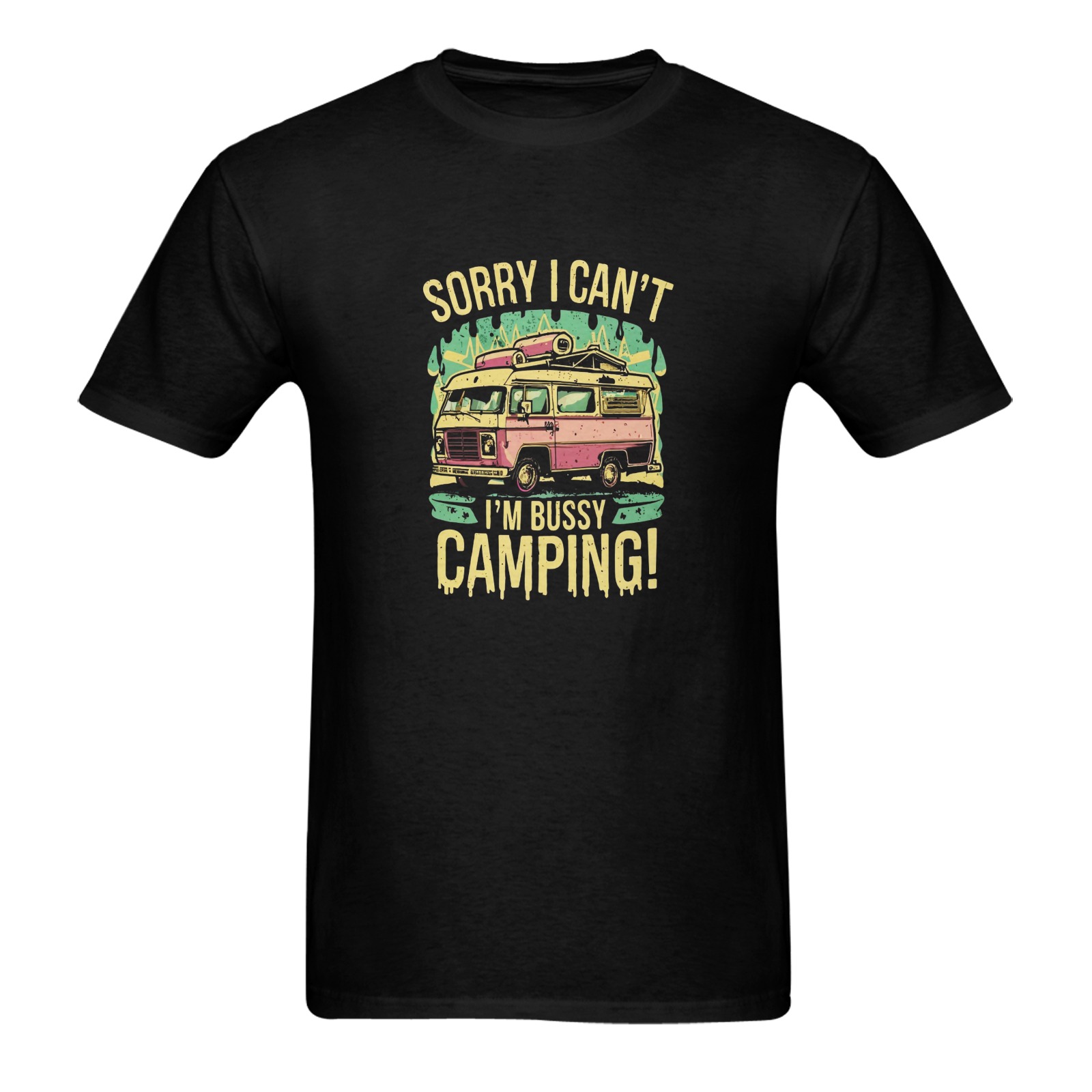 Busy Camping! Men's Heavy Cotton T-Shirt (One Side Printing)
