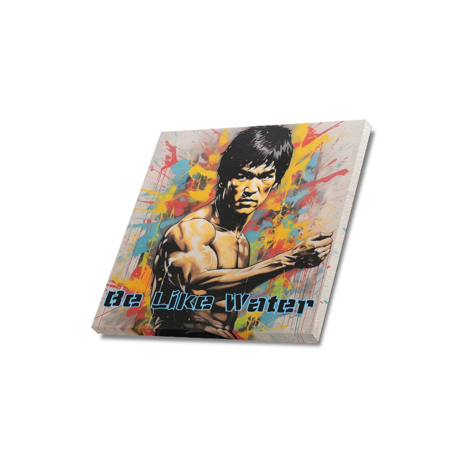 Bruce Lee in Grafitti Be Like Water Upgraded Canvas Print 16"x16"