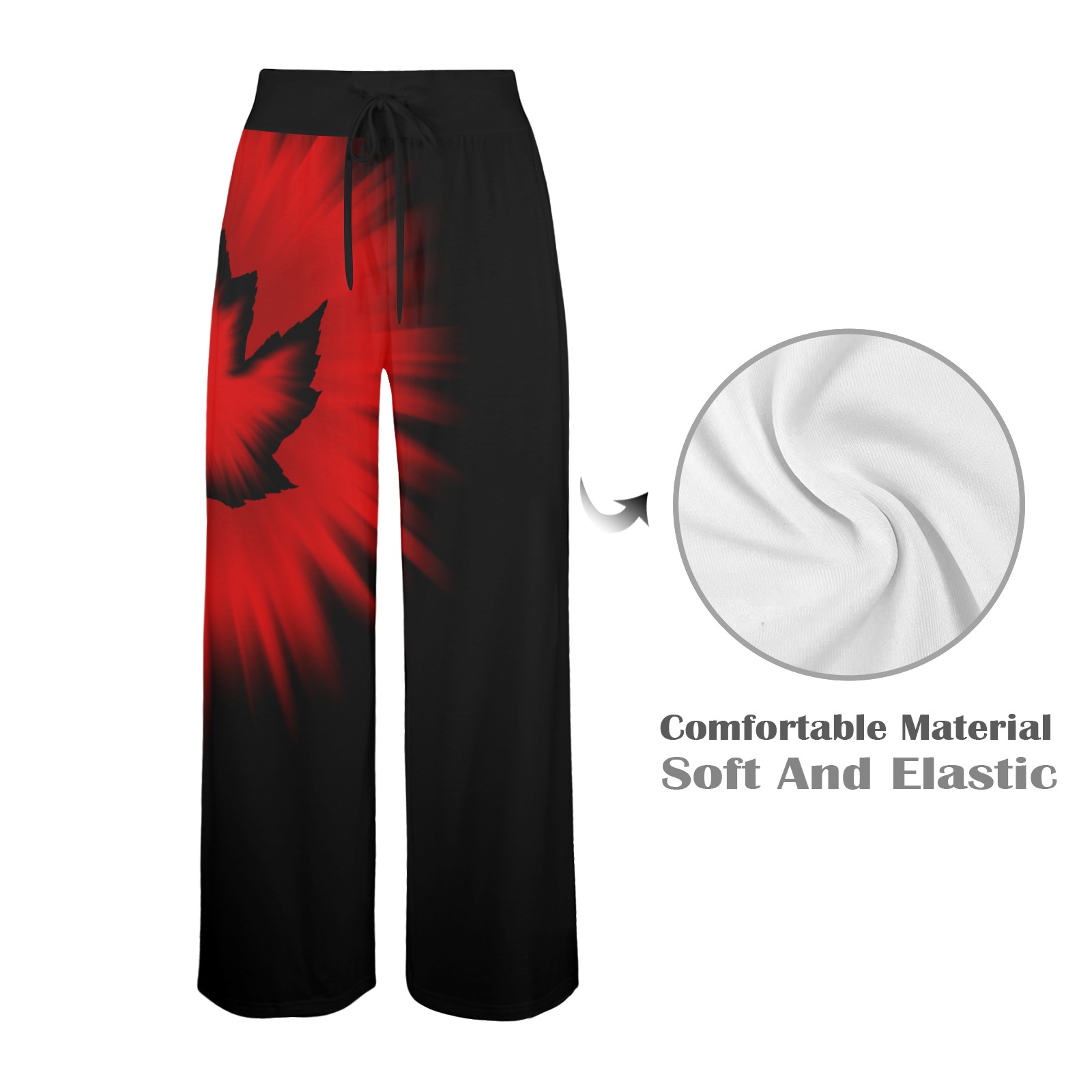 Cool Canada Lounge Pants Black Women's Wide Leg Lounge Pants (Model L77)