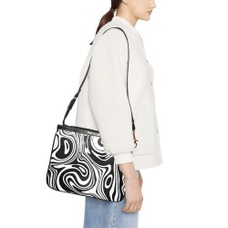 Black and White Marble Small Shoulder Bag (Model 1710)