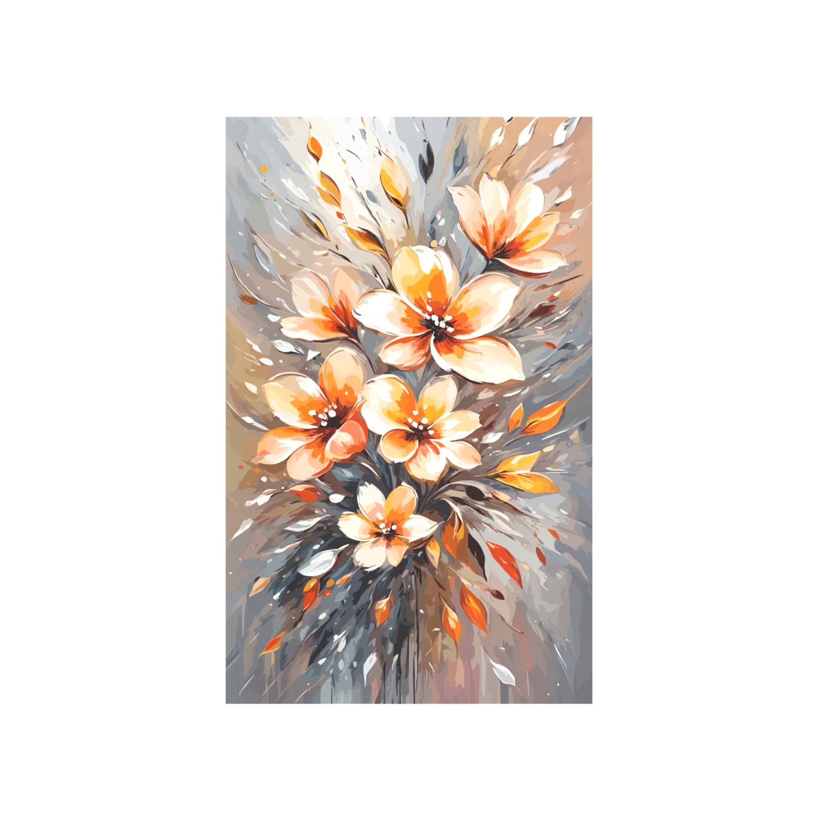 Cool Flowers Of Gray, Beige, Peach Colors Art Art Print 19‘’x28‘’
