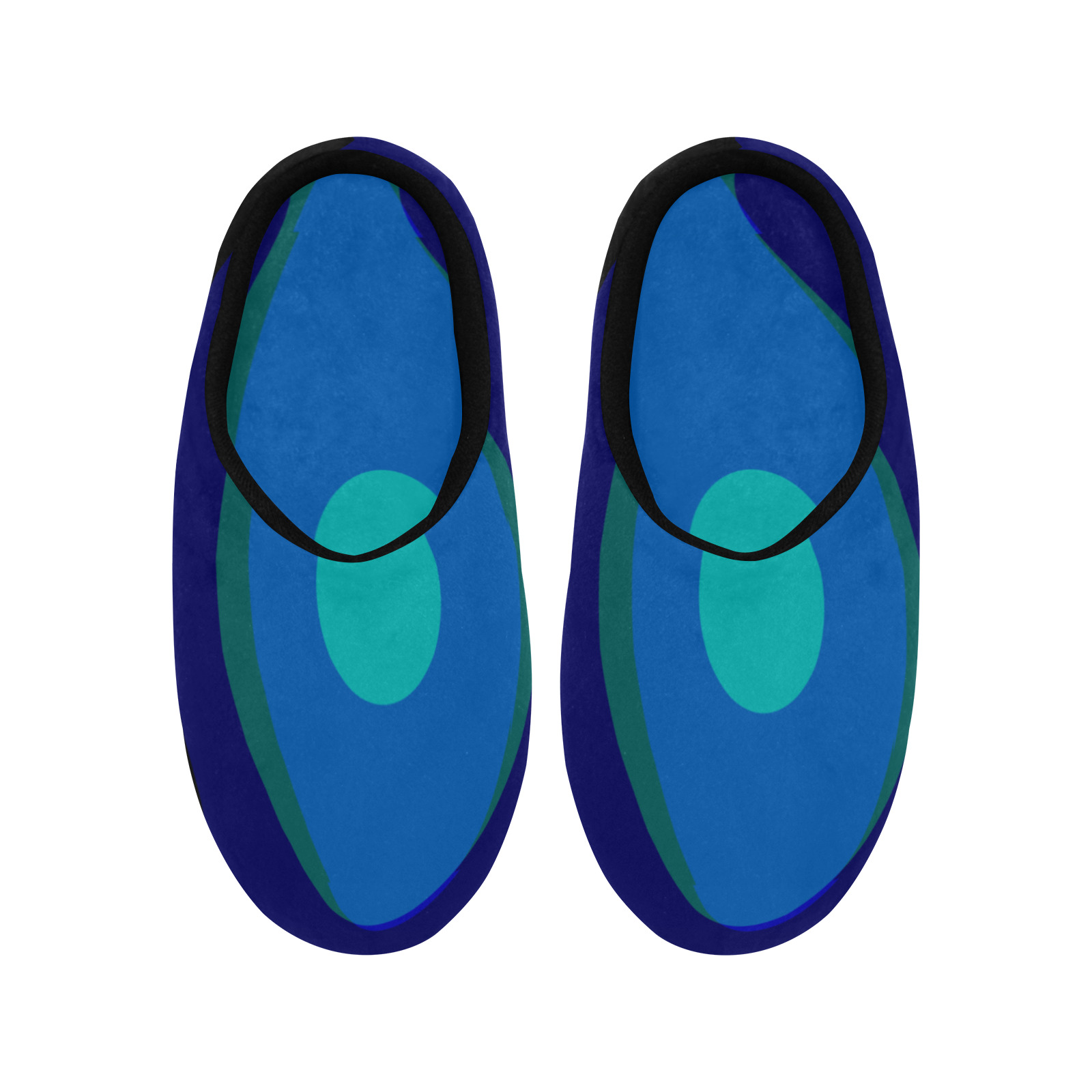 Dimensional Blue Abstract 915 Men's Non-Slip Cotton Slippers (Model 0602)