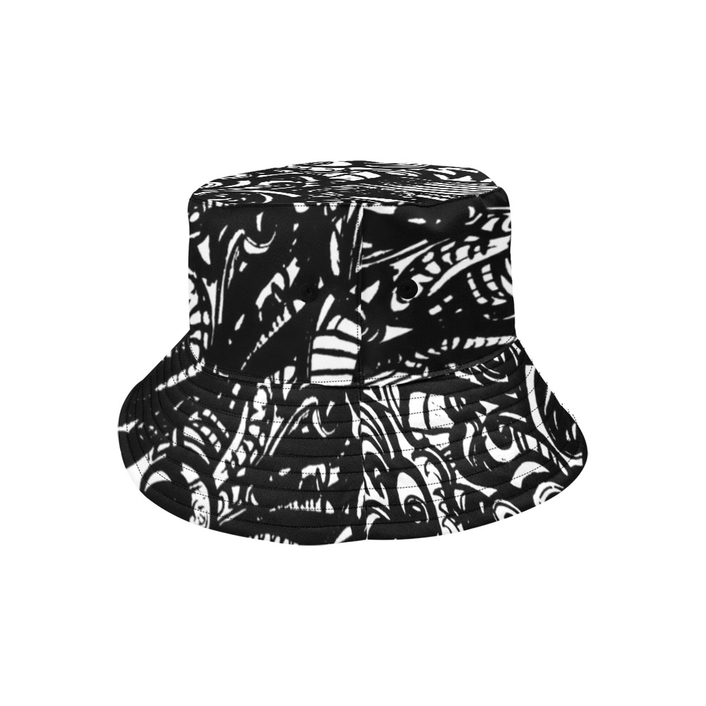 Black and white Abstract graffiti All Over Print Bucket Hat for Men