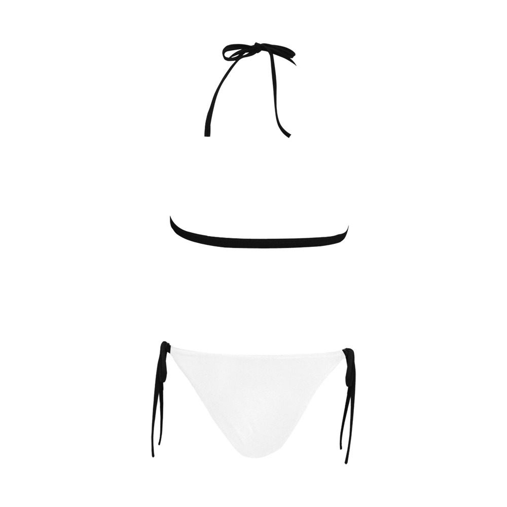 WHITE Buckle Front Halter Bikini Swimsuit (Model S08)