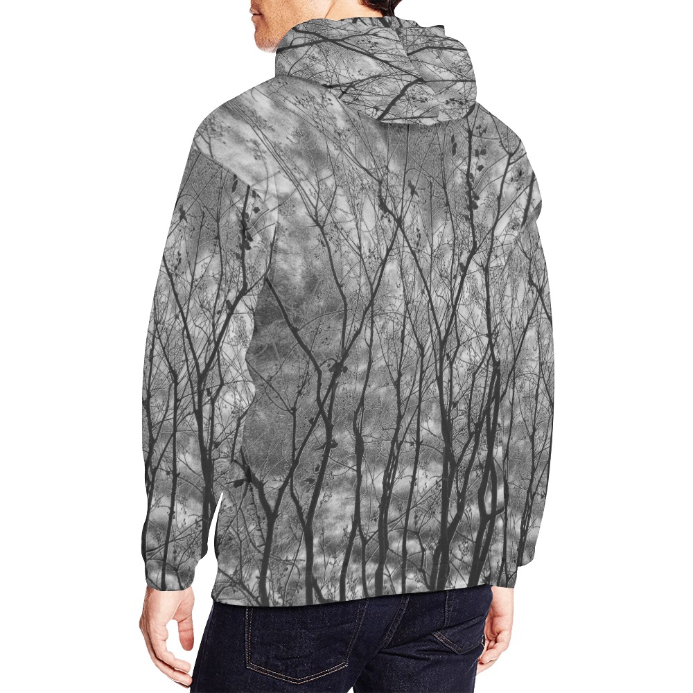 Trees Noir All Over Print Hoodie for Men (USA Size) (Model H13)