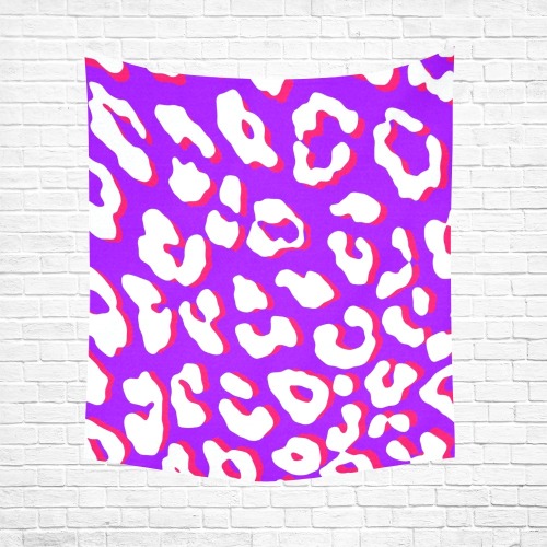 White Leopard Print Purple Pink Cotton Linen Wall Tapestry 51"x 60"