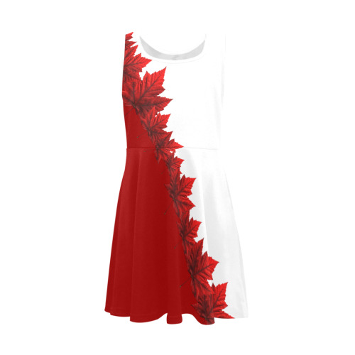 Girl's Canada Maple Leaf Dress Girls' Sleeveless Sundress (Model D56)
