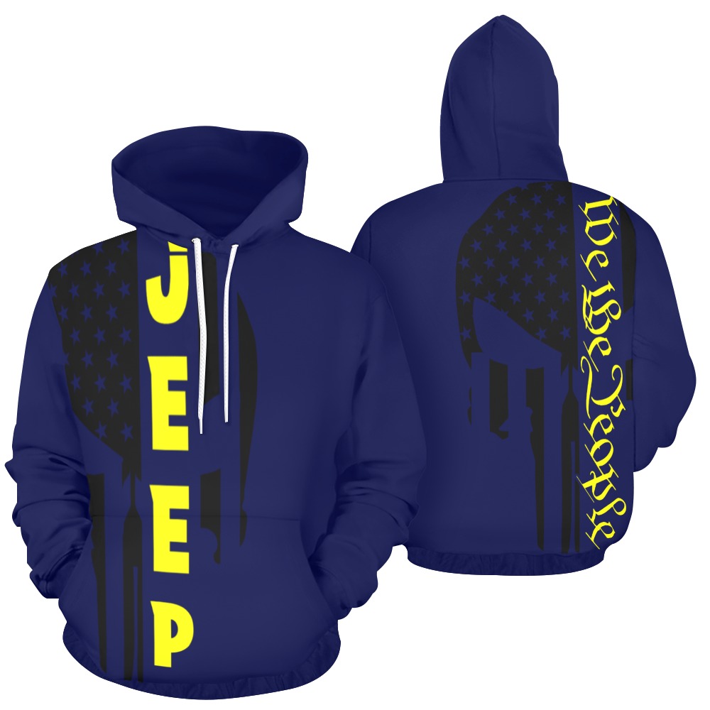 PunisherJeepHoodie2Navyyelow All Over Print Hoodie for Men (USA Size) (Model H13)