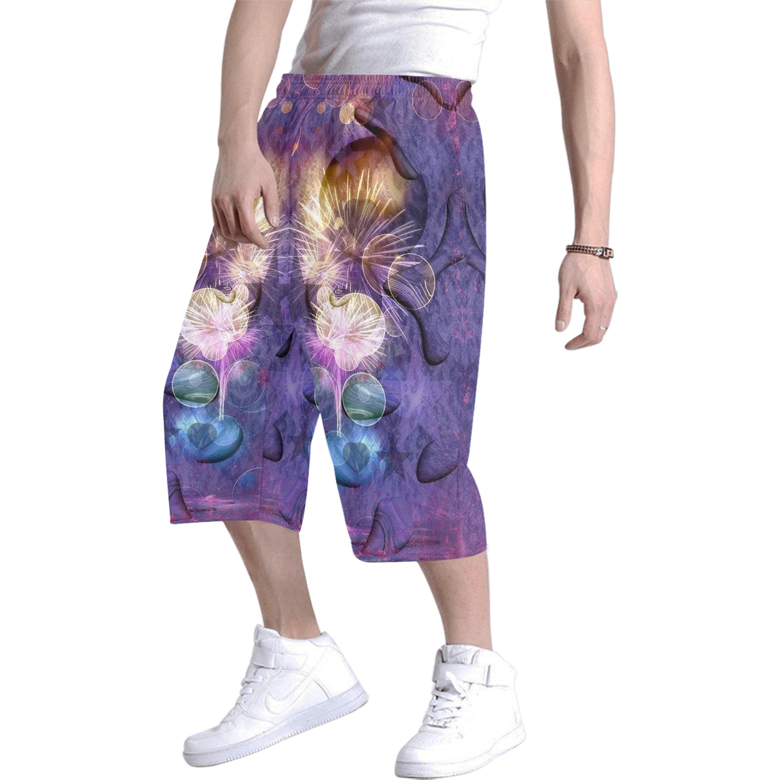 Very peri Trend Pop Art by Nico Bielow Men's All Over Print Baggy Shorts (Model L37)
