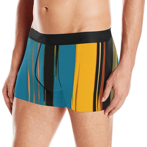 Black Turquoise And Orange Go! Abstract Art Men's Boxer Briefs with Merged Design (Model  L10)