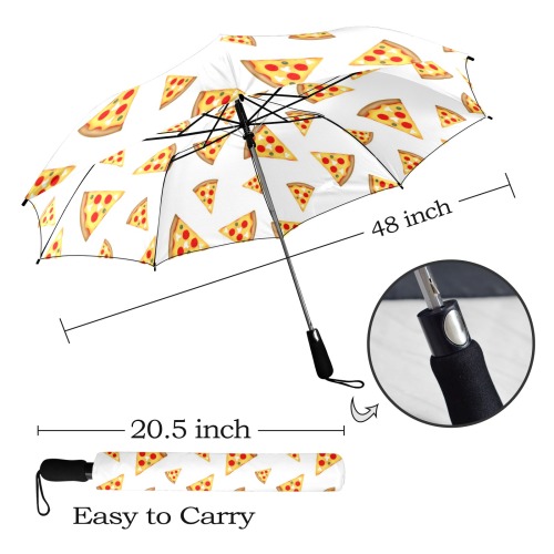 Cool and fun pizza slices pattern on white Semi-Automatic Foldable Umbrella (Model U12)
