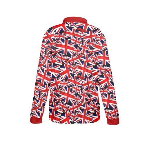 Union Jack British UK Flag / Red Women's Long Sleeve Polo Shirt (Model T73)