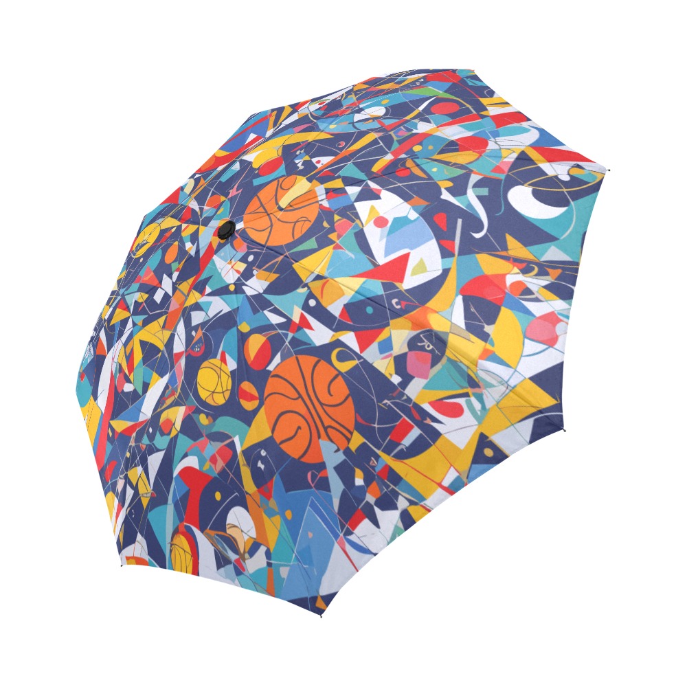 Basketball balls colorful geometric abstract art. Auto-Foldable Umbrella (Model U04)