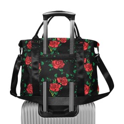 roses-pattern-on-black Large Capacity Duffle Bag (Model 1715)