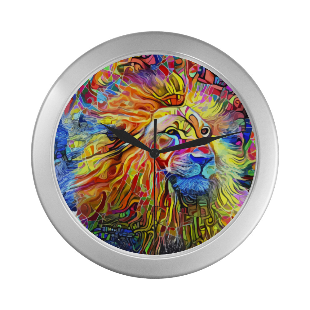 Bold as a Lion Silver Color Wall Clock