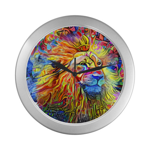 Bold as a Lion Silver Color Wall Clock