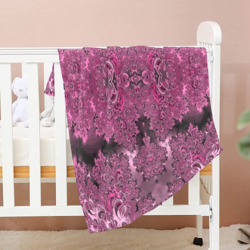 Pink Azalea Bushes Frost Fractal Baby Blanket 40"x50"