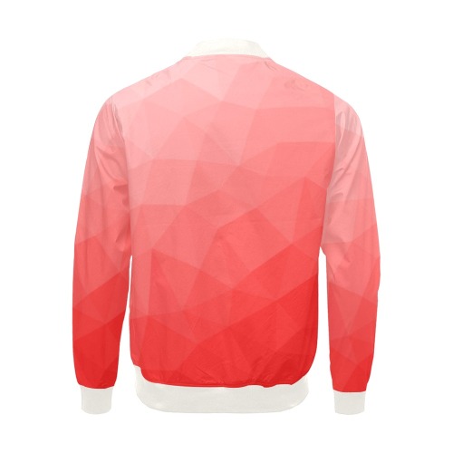 Red gradient geometric mesh pattern All Over Print Bomber Jacket for Men (Model H19)