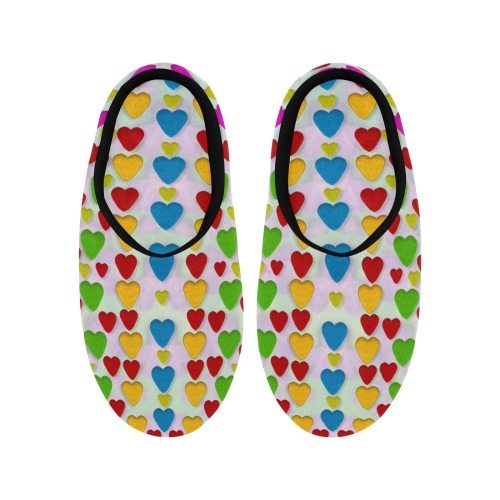 So sweet and hearty as love can be Women's Non-Slip Cotton Slippers (Model 0602)