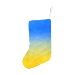 Ukraine yellow blue geometric mesh pattern Christmas Stocking (Without Folded Top)