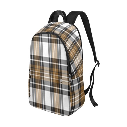 Brown Black Plaid Fabric Backpack for Adult (Model 1659)