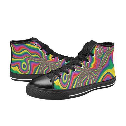 Groovy Pattern Women's Classic High Top Canvas Shoes (Model 017)