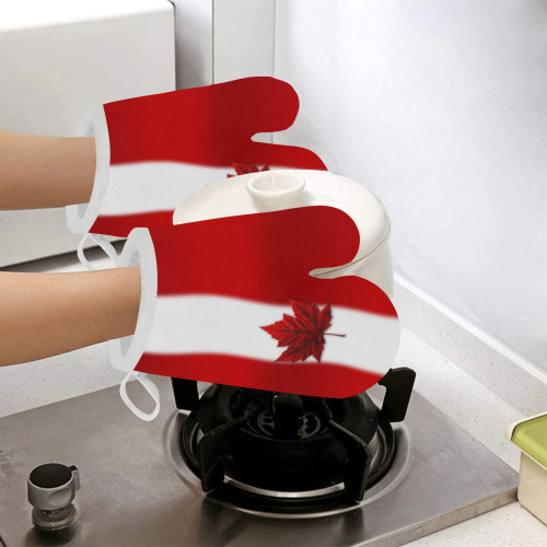 Canada Flag Souvenir Linen Oven Mitt (Two Pieces)