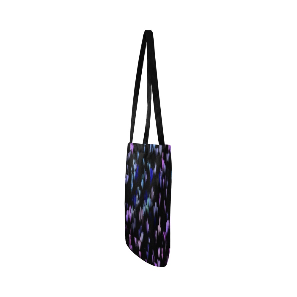 Pink Triangles on Black Abstract Reusable Shopping Bag Model 1660 (Two sides)