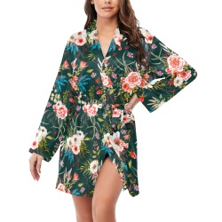 Bouquets of wild flowers Women's Long Sleeve Belted Night Robe