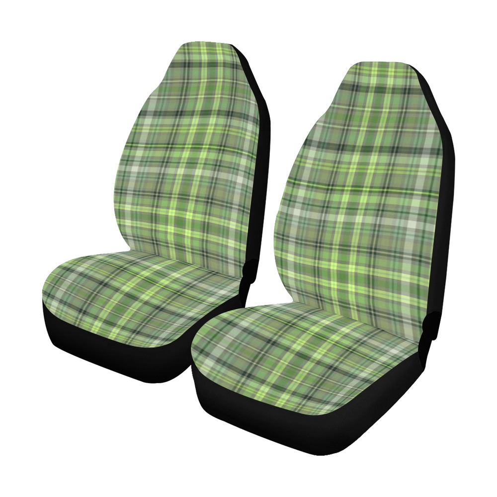 Shades of Green Plaid Car Seat Covers (Set of 2&2 Separated Designs)