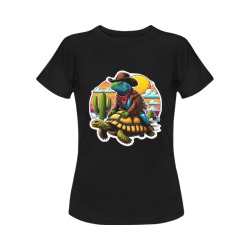 IGUANA RIDING DESERT TORTOISE Women's T-Shirt in USA Size (Front Printing Only)