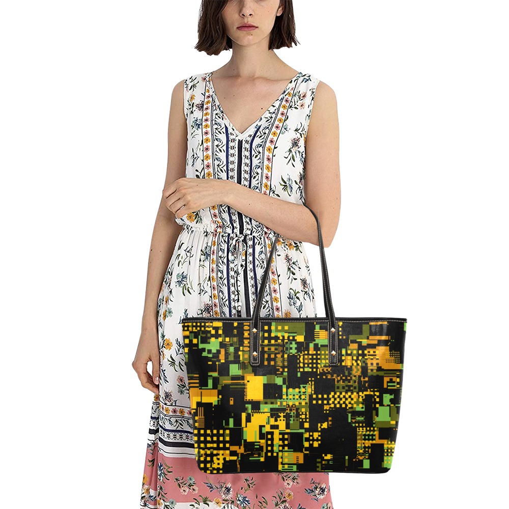 City Camo Chic Leather Tote Bag (Model 1709)