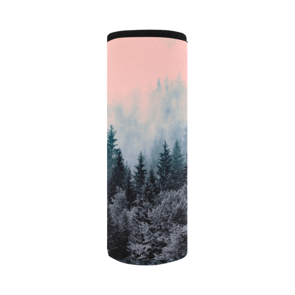 Pink forest landscape 23F Neoprene Water Bottle Pouch/Large