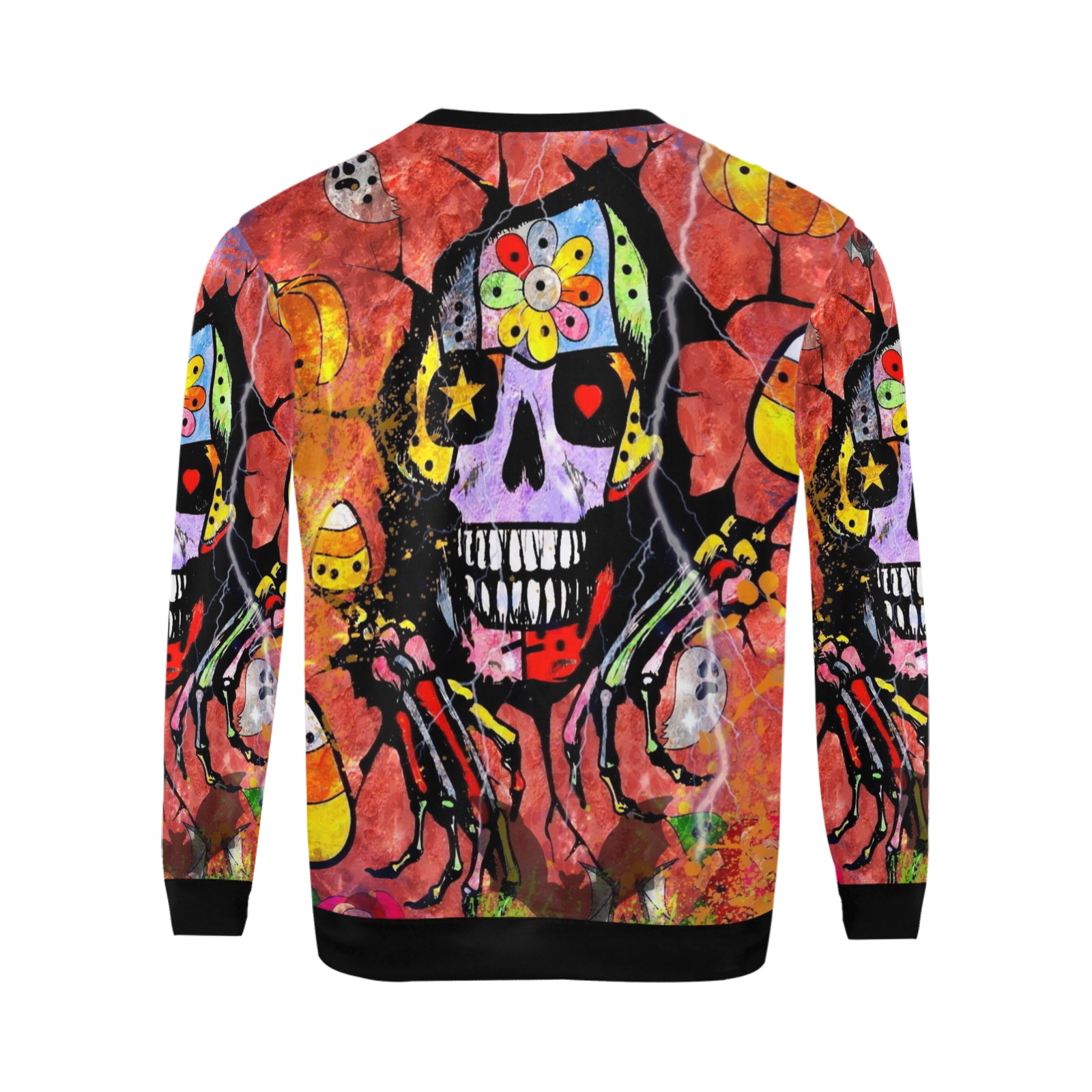Skull of Halloween by Nico Bielow All Over Print Crewneck Sweatshirt for Men (Model H18)