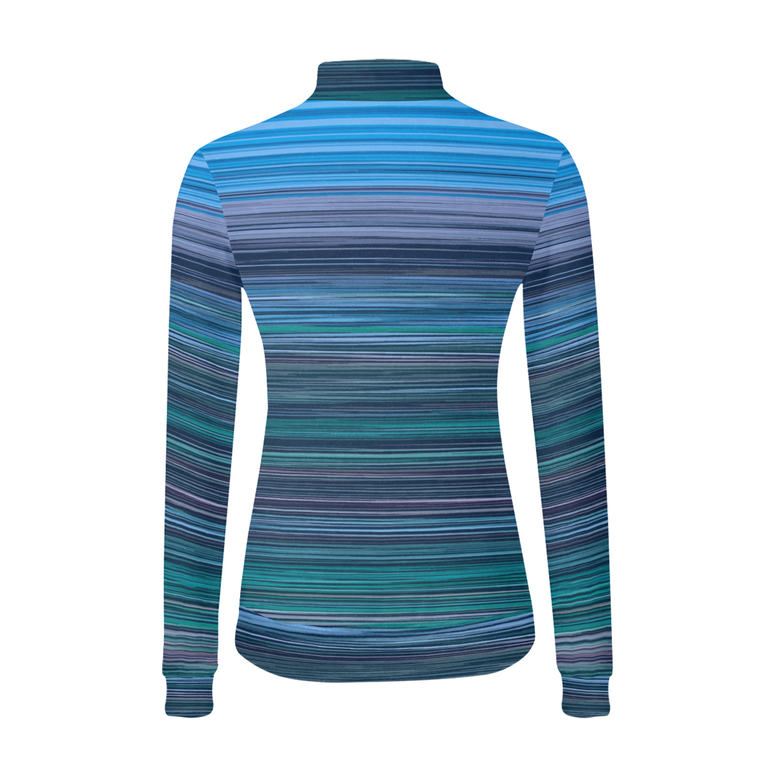 Abstract Blue Horizontal Stripes Women's All Over Print Mock Neck Sweatshirt (Model H43)