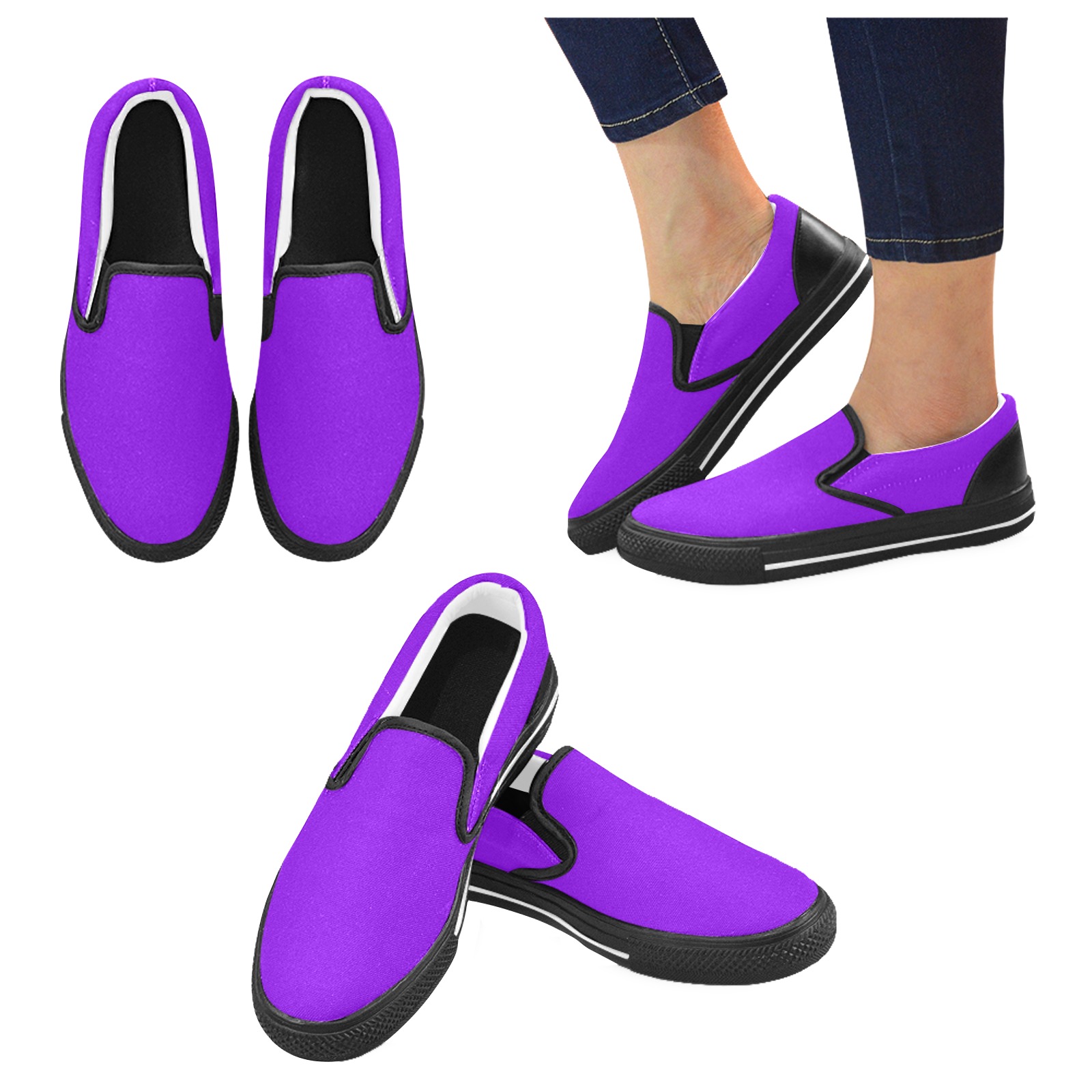 color electric violet Men's Slip-on Canvas Shoes (Model 019)