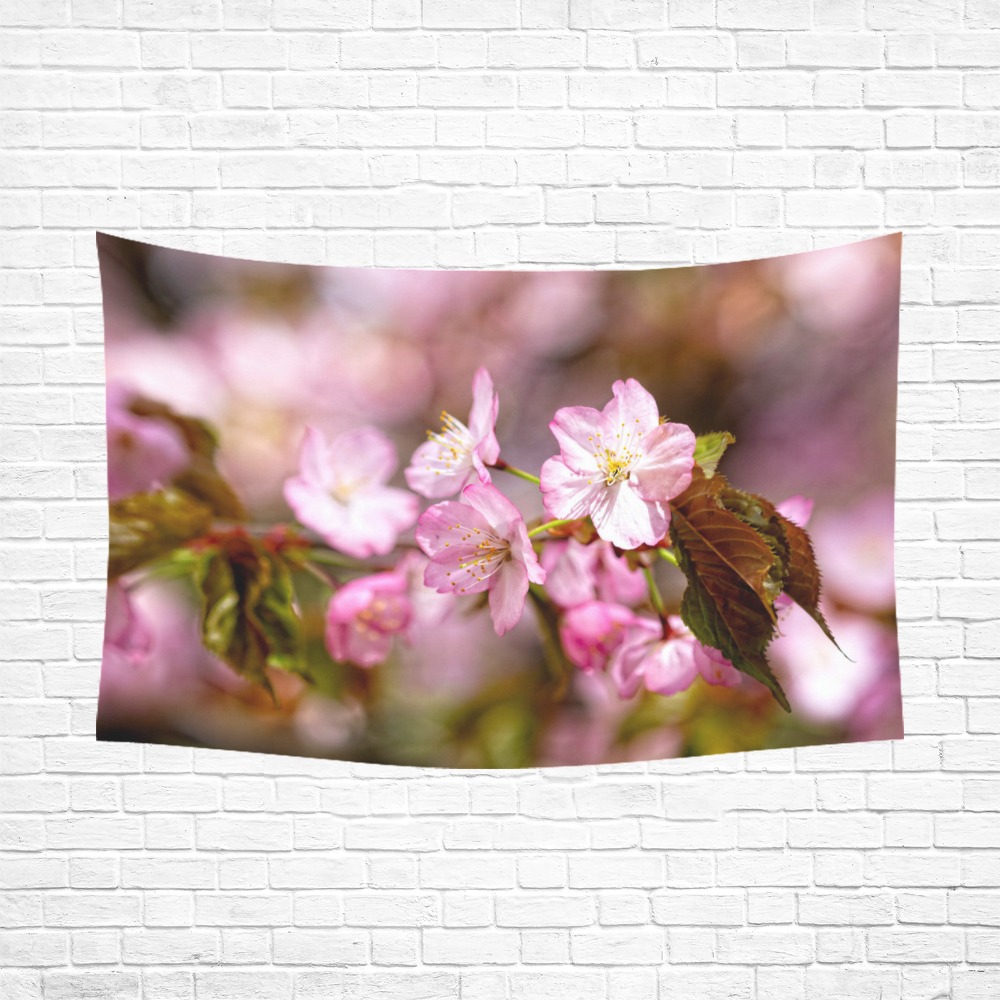 The festival of pink sakura cherry blossoms. Polyester Peach Skin Wall Tapestry 90"x 60"