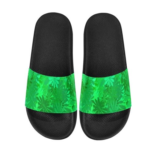 Green Daisies Women's Slide Sandals (Model 057)