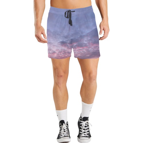 Morning Purple Sunrise Collection Men's Mid-Length Casual Shorts (Model L50)
