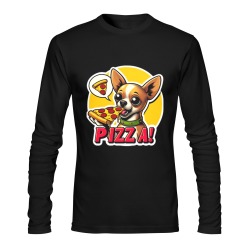 CHIHUAHUA EATING PIZZA 11 Sunny Men's T-shirt (long-sleeve) (Model T08)