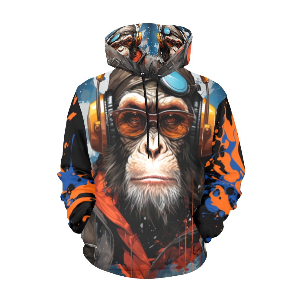 monkey headphones All Over Print Hoodie for Men (USA Size) (Model H13)