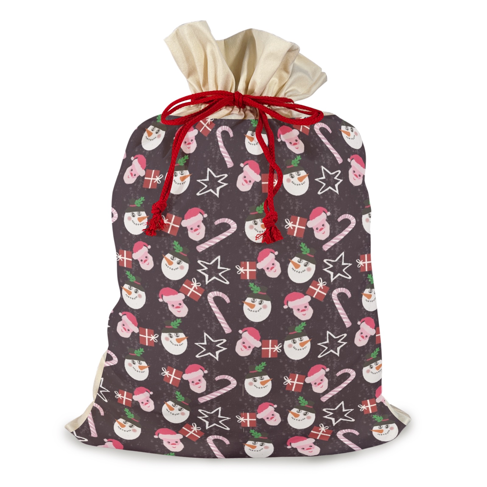 Christmas Pattern Design 3 Pack Santa Claus Drawstring Bags (One-Sided Printing)