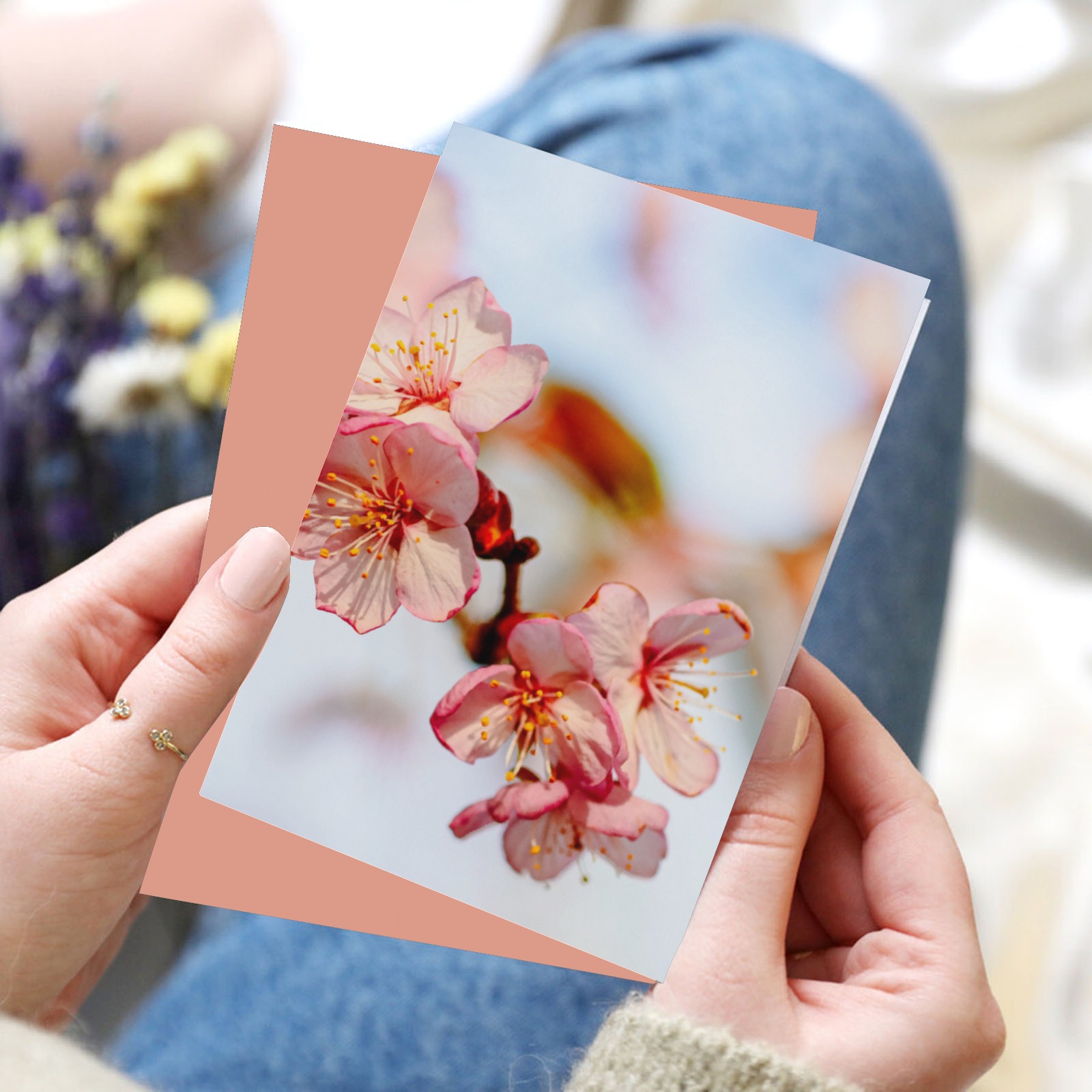 Stunning natural composition of sakura flowers. Greeting Card 8"x6"
