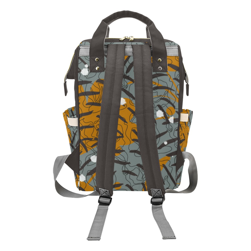 Gray and Brown Multi-Function Diaper Backpack/Diaper Bag (Model 1688)