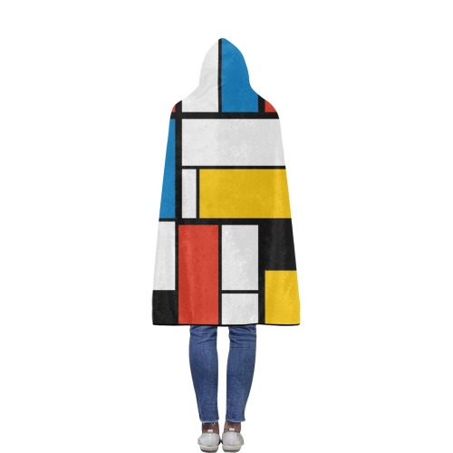 Mondrian De Stijl Modern Flannel Hooded Blanket 50''x60''