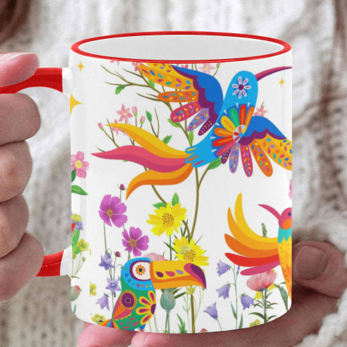 Birds of Paradise Pattern Custom Edge Color Mug (11oz)