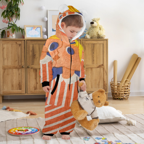 doll s style. One-Piece Zip up Hooded Pajamas for Little Kids